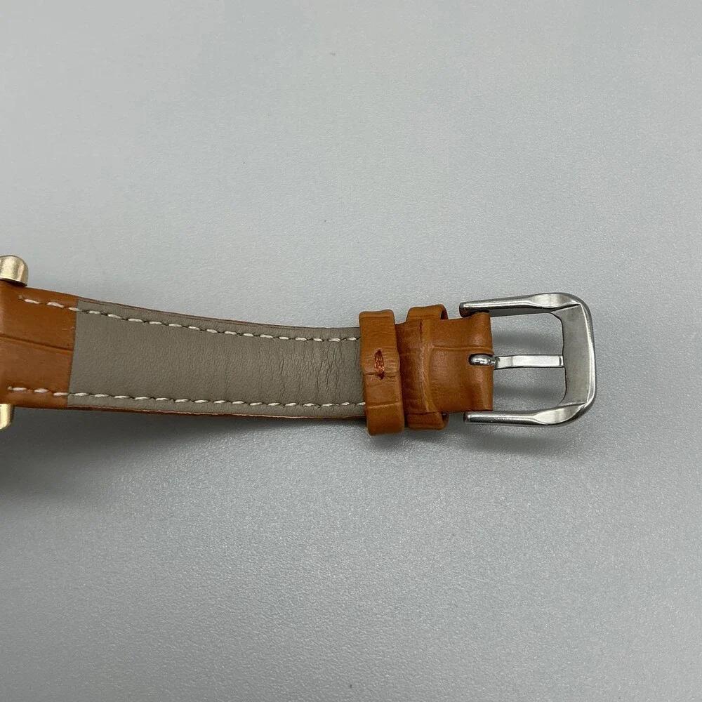 Vintage Westbury Mens Watch 22mm Silver Dial 10K RGP Brown Leather Manual Wind